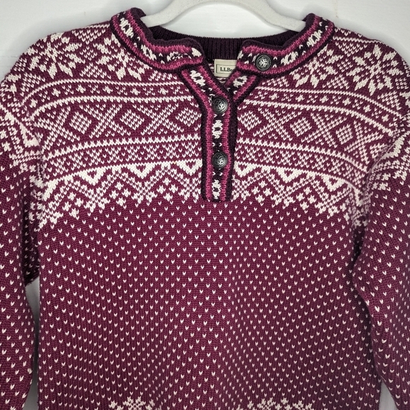 LL Bean Fair Isle Quarter Button Up Sweater Woman's Small - Picture 3 of 6